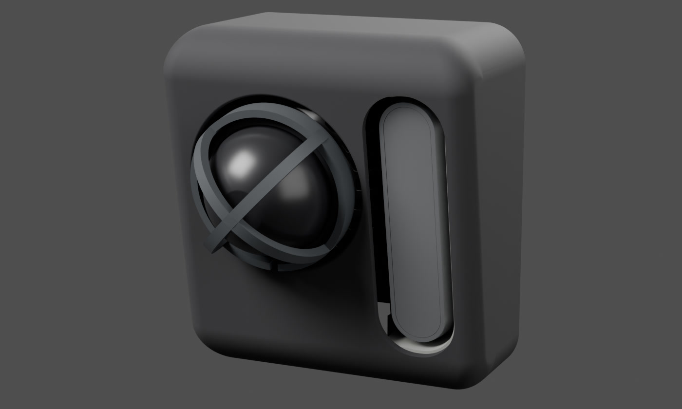 Front three-quarter render of the head alone: the TPU bumper with the lidar dome and guard showing through the round opening, and the D435 visible in its slot.