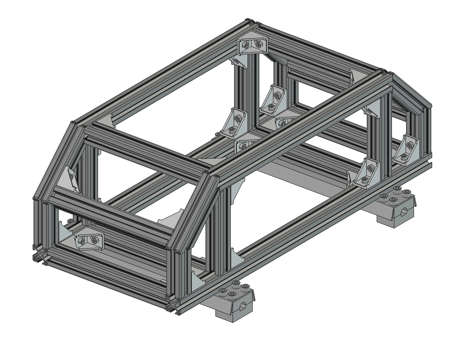 SMUB — bare aluminum extrusion frame (CAD render)